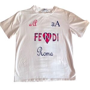 Fendi White Tee with Heart Graphic